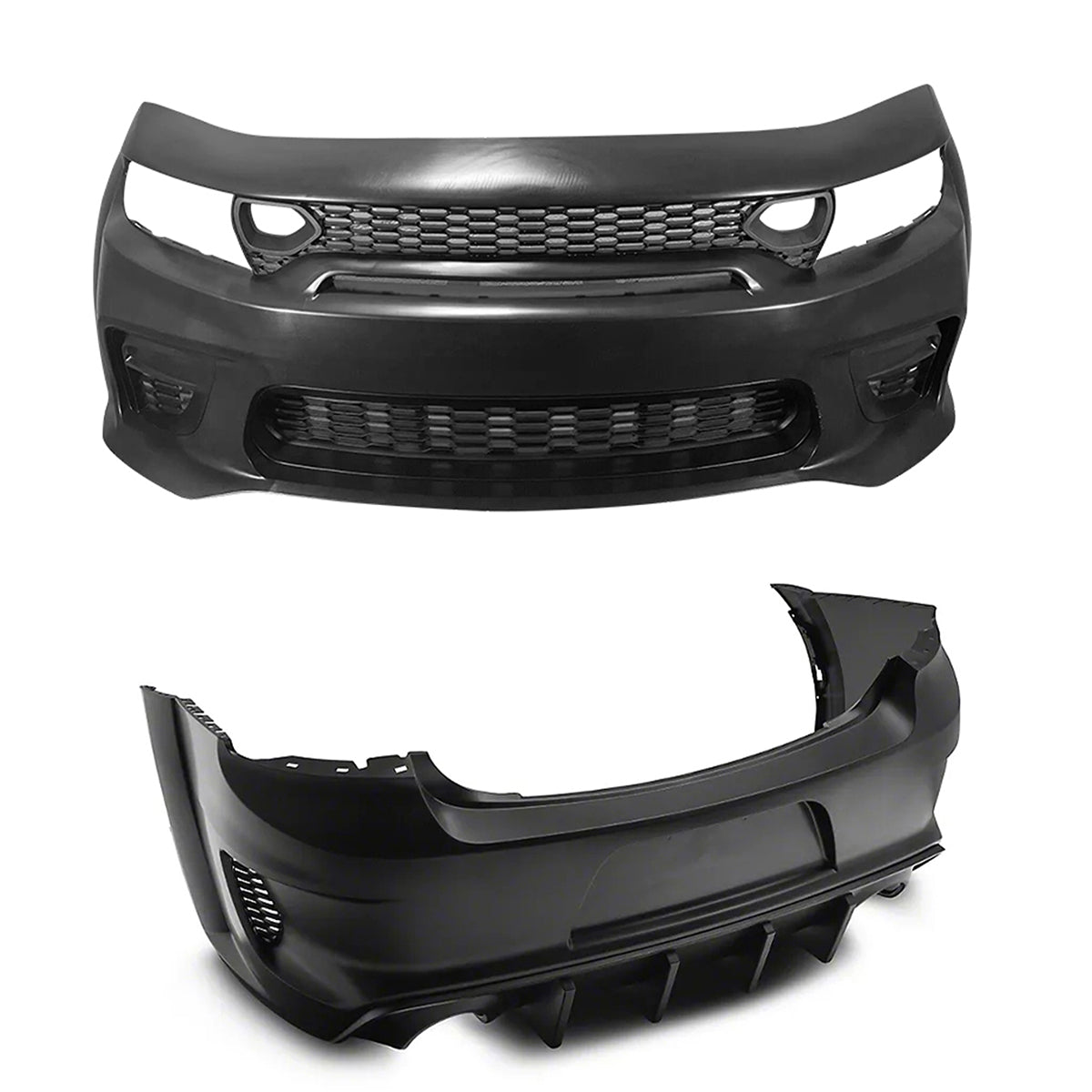 2015-2023 Charger IKON Matte Black Front Rear Bumper Covers LED PP