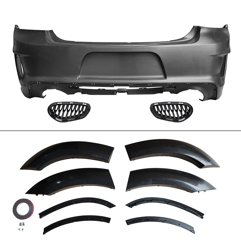 2015-2023 Charger IKON Matte Black Front Rear Bumper Covers LED PP