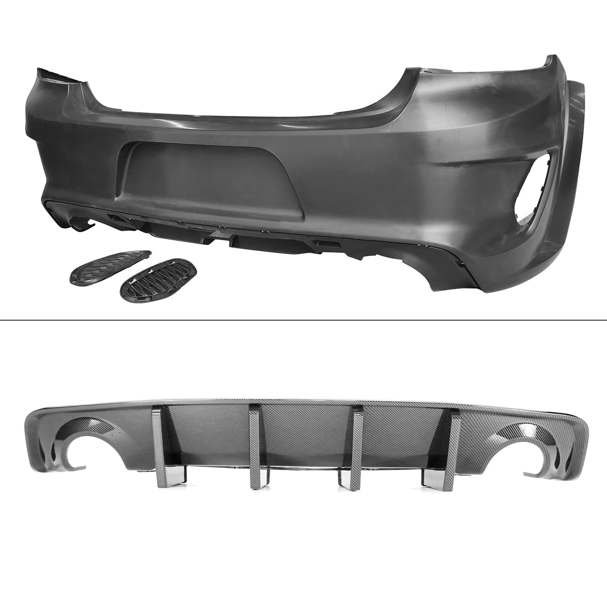 2015-2023 Charger Widebody Rear Bumper Covers W/ SRT Grilles LED ABS