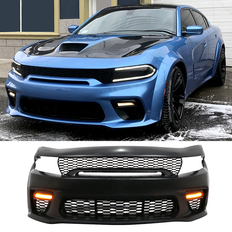 2015-2023 Charger Widebody Rear Bumper Covers W/ SRT Grilles LED ABS