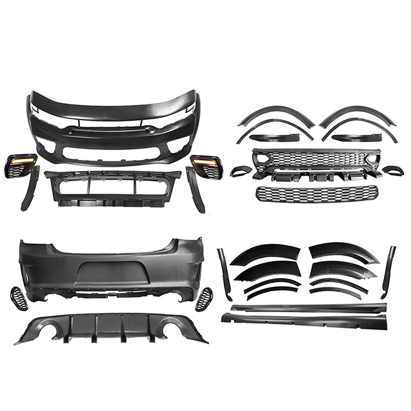 2015-2023 Charger Widebody Rear Bumper Covers W/ SRT Grilles LED ABS