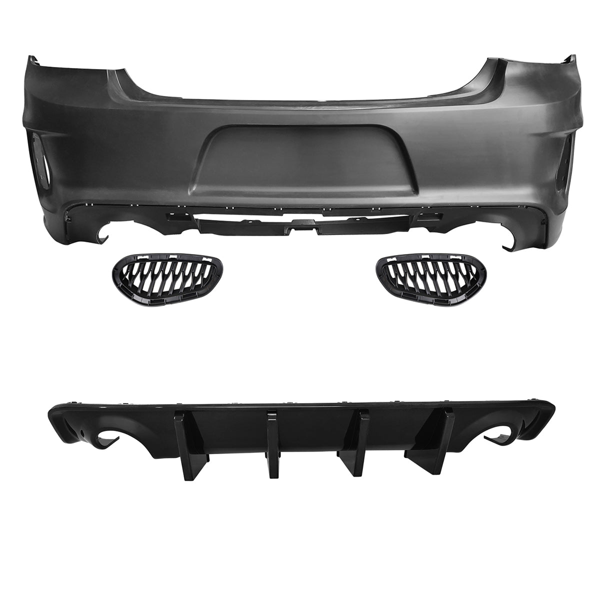 2015-2023 Charger IKON Gloss Black Front Rear Bumper Covers LED PP