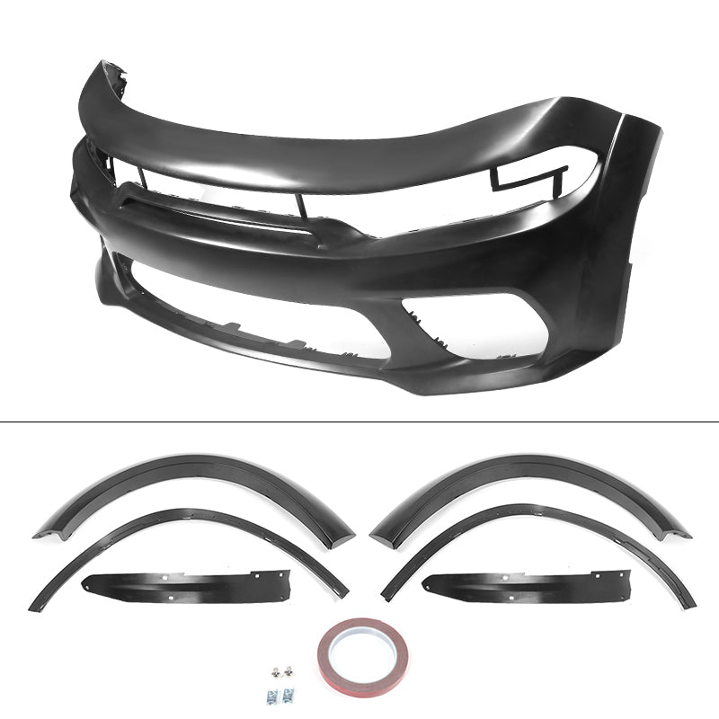2015-2023 Charger IKON Gloss Black Front Rear Bumper Covers LED PP
