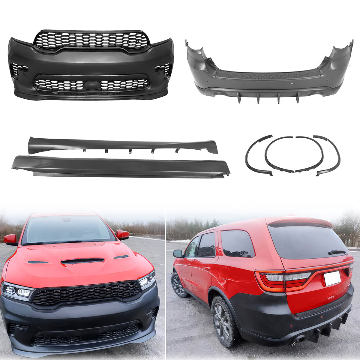 21-24 Dodge Durango Front Rear Bumper Cover Hellcat Style V1 Diffuser