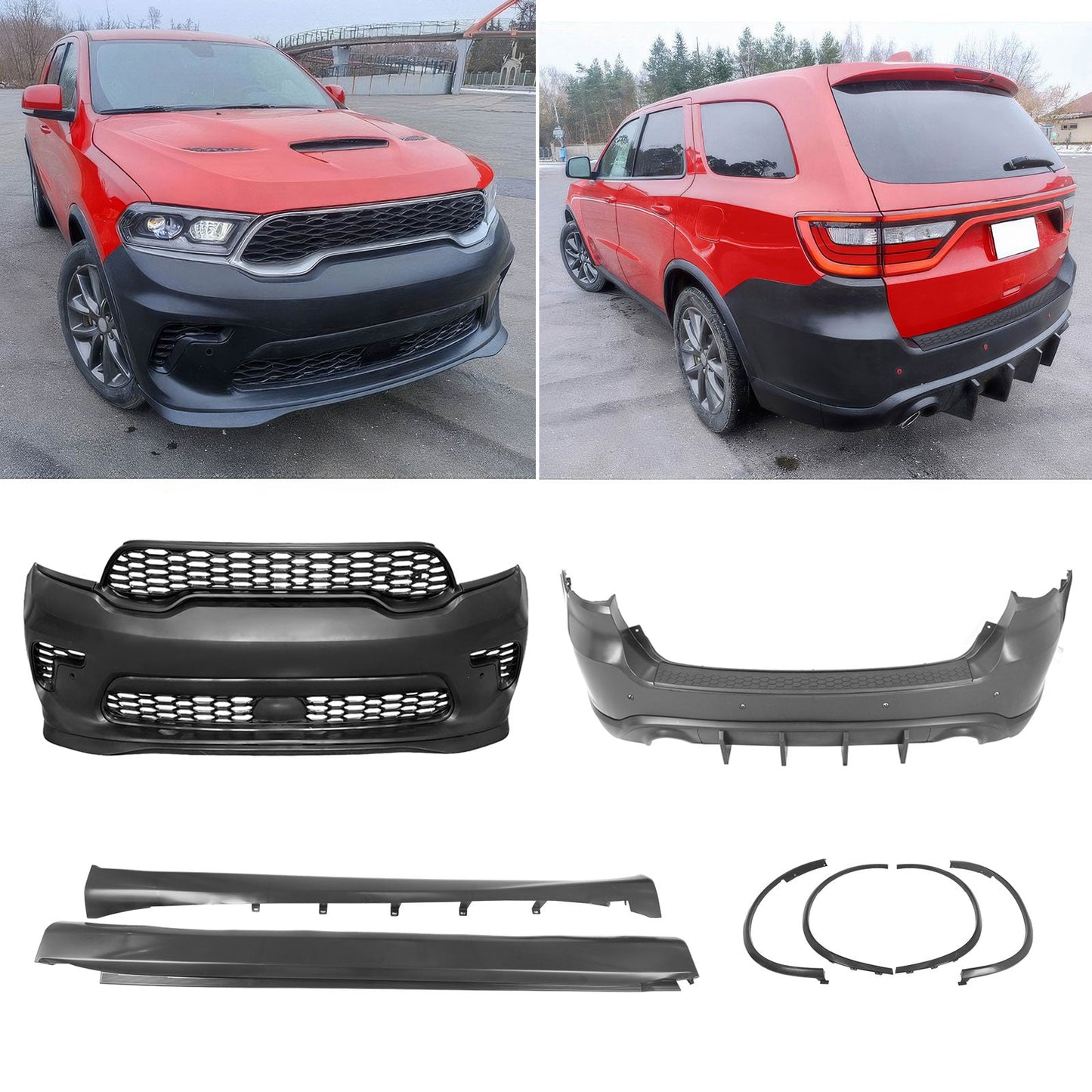 21-24 Dodge Durango Front Rear Bumper Cover Hellcat Style V1 Diffuser