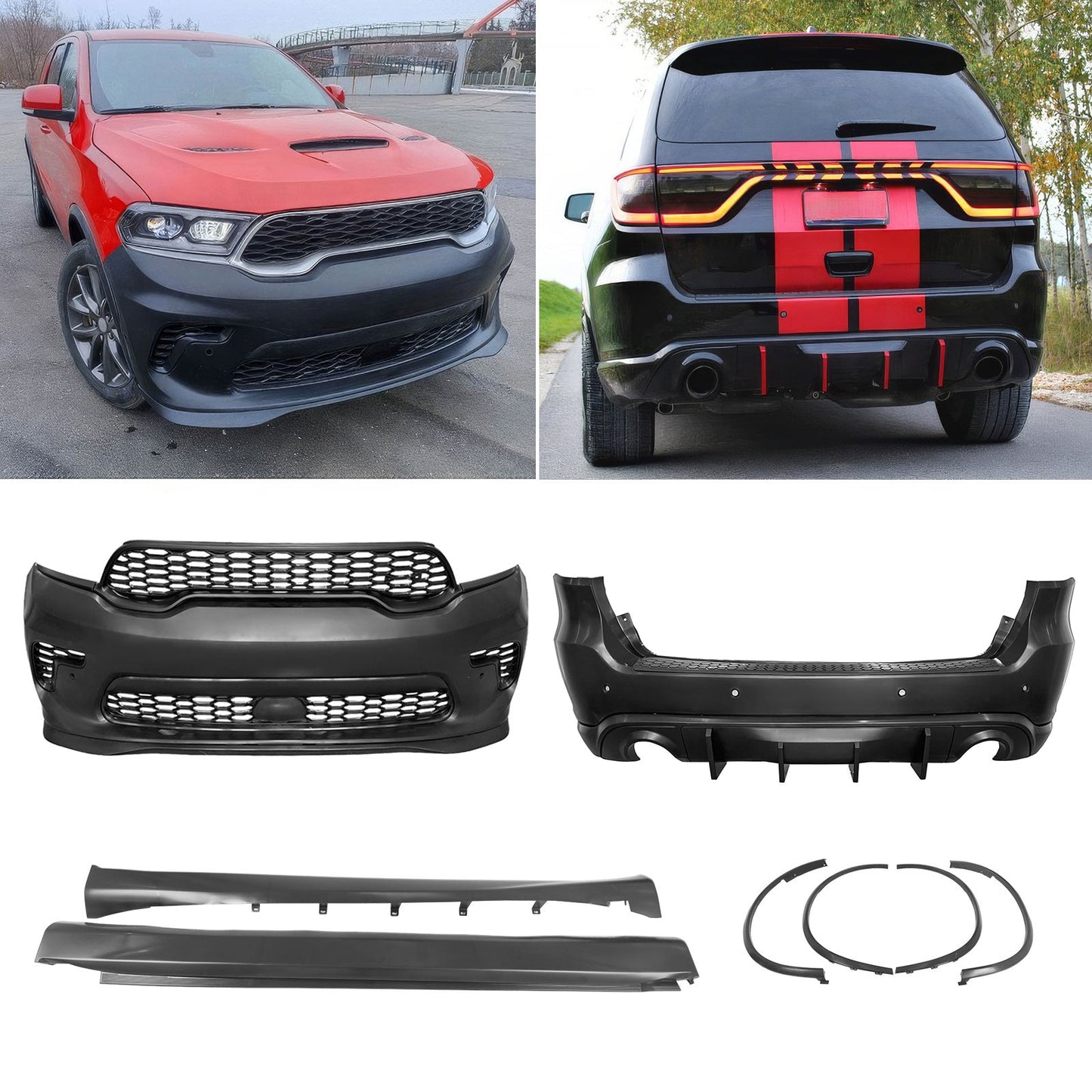 21-24 Dodge Durango Front Rear Bumper Cover Hellcat Style V2 Diffuser