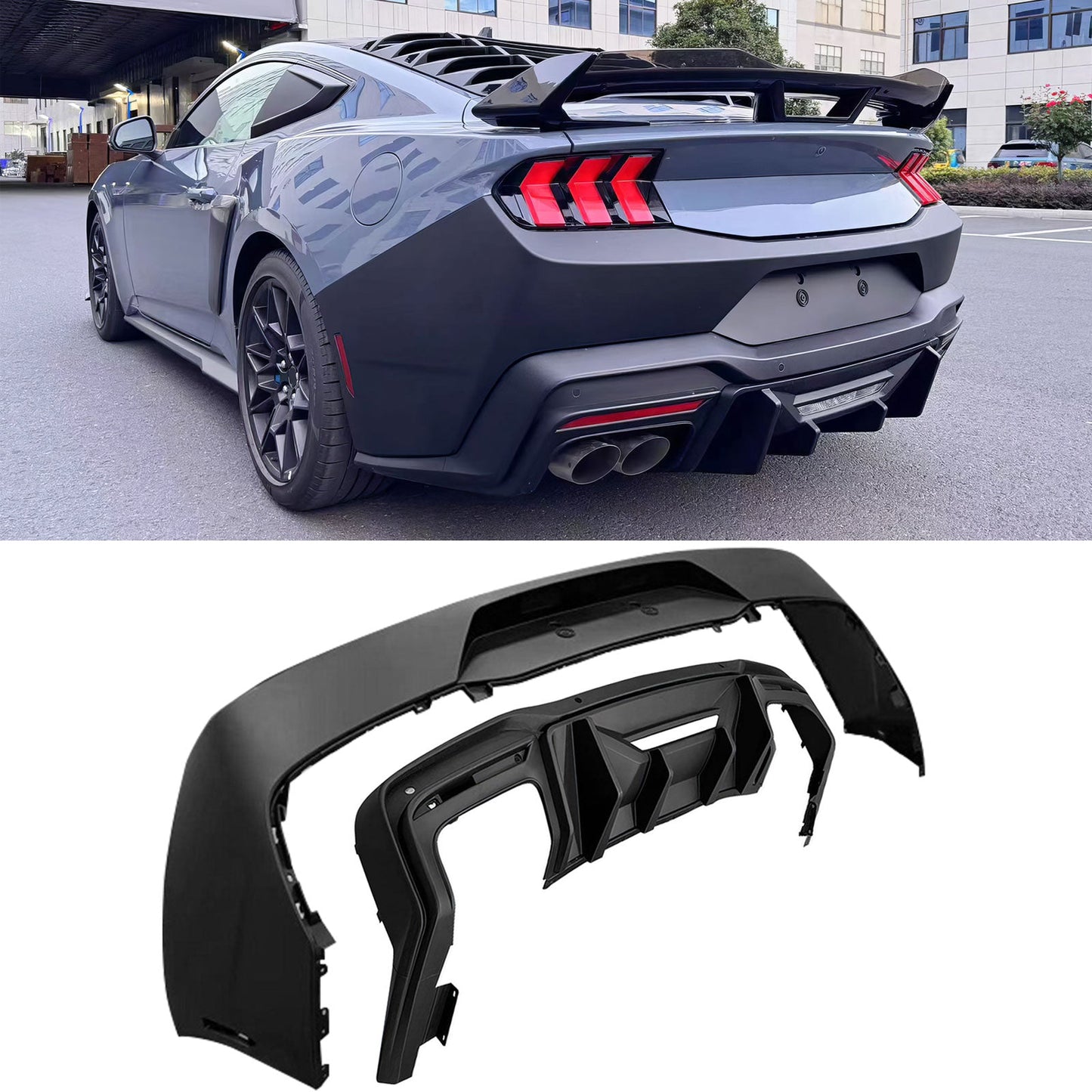 2024-2025 Ford Mustang Bumper Cover W/ Rock Matte Black Diffuser PP
