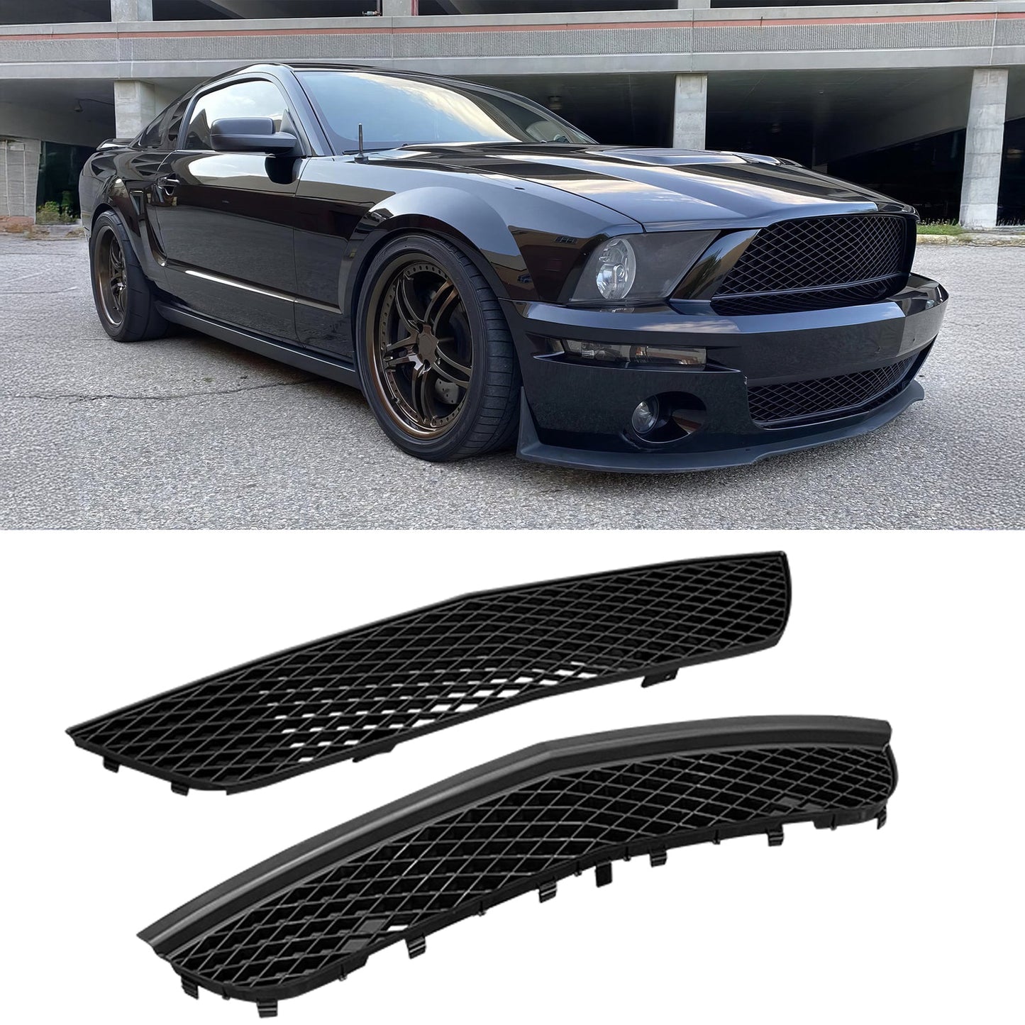 2007-2009 Ford Mustang GT500 OE Front Bumper Upper Lower Grilles ABS