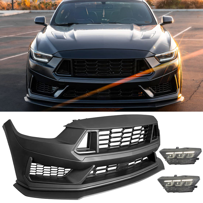 2015-2017 Ford Mustang Dark Horse Style Front Bumper Cover Headlight