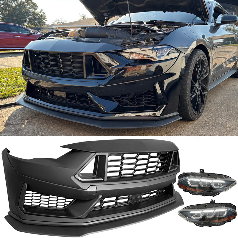 2018-2023 Ford Mustang Dark Horse Front Bumper Cover Kit Headlights PP