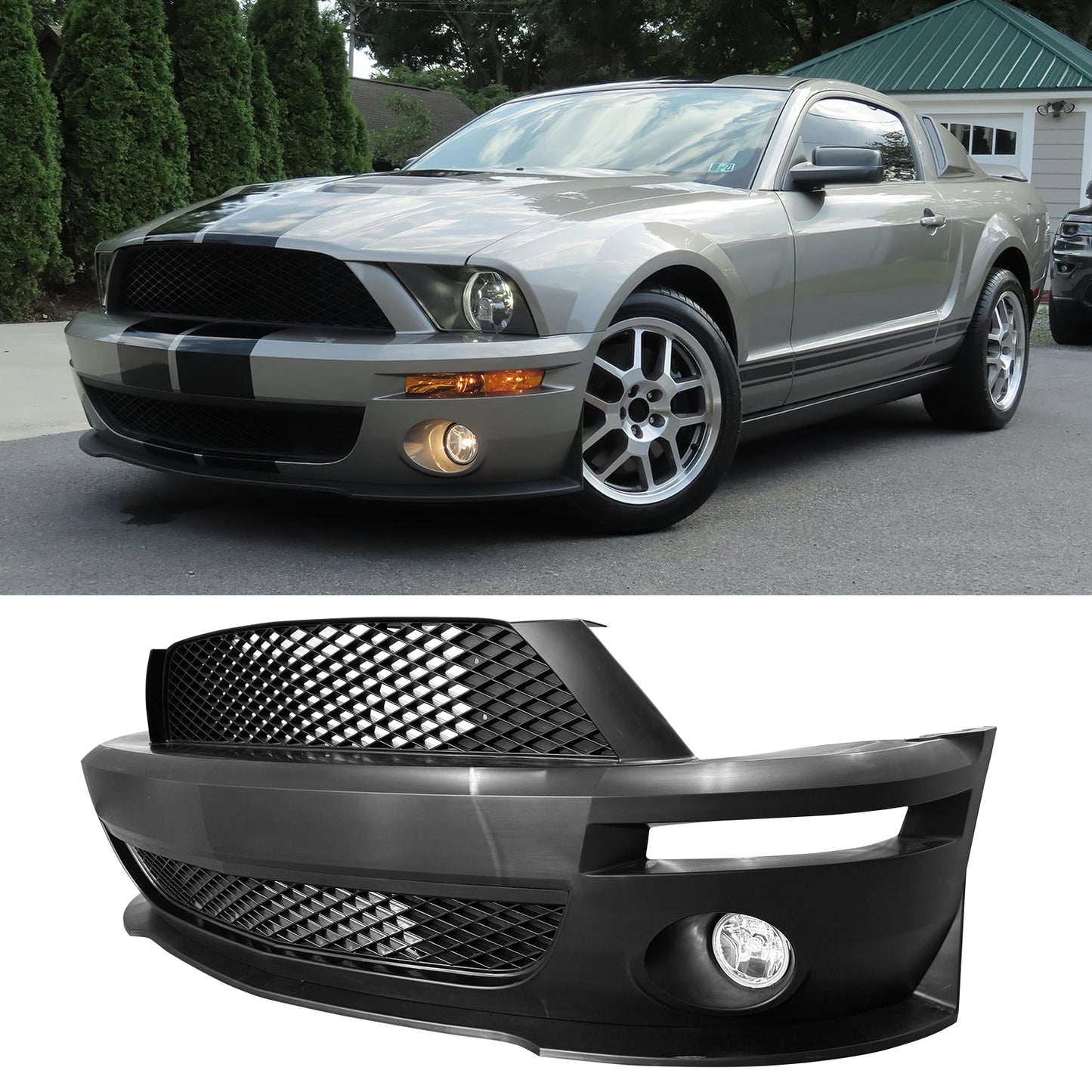 2005-2009 Ford Mustang V6 Base GT GT500 Style Front Bumper Cover PP