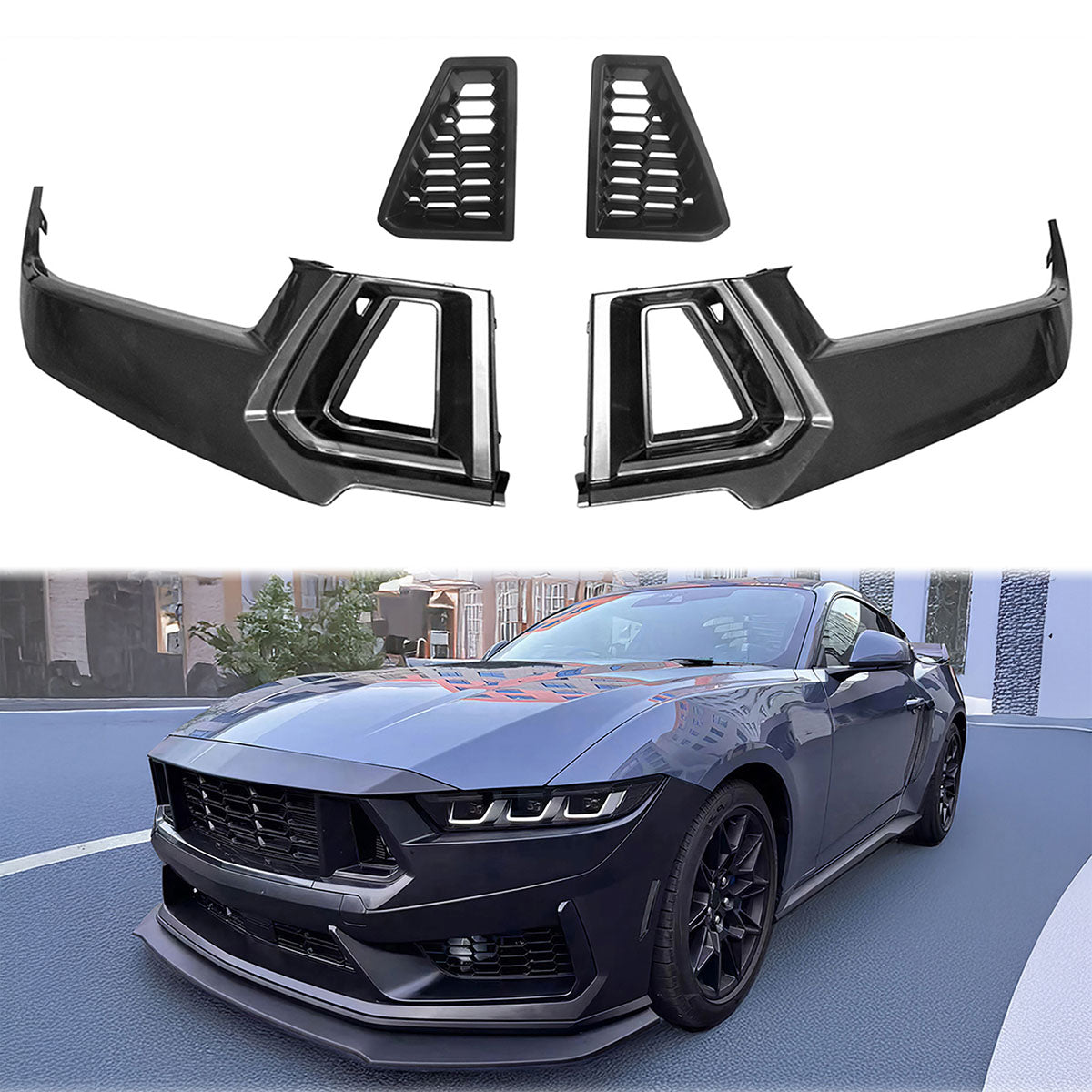 2024-2025 Ford Mustang Dark Horse Front Bumper Upper Grille Covers ABS