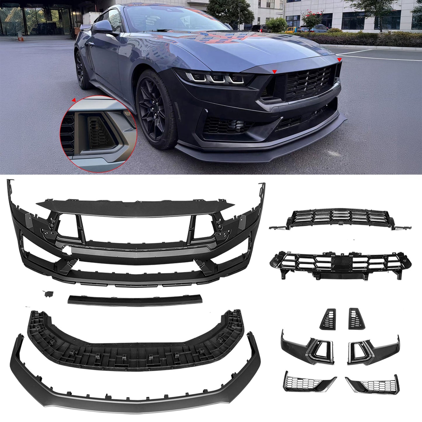 2024-2025 Ford Mustang Dark Horse Front Bumper Conversion W/ Grille PP
