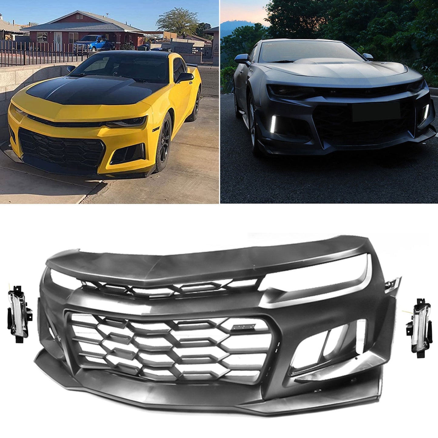 2014-2015 Chevy Camaro 1LE Style Front Bumper Cover w/ Clear Fog Light