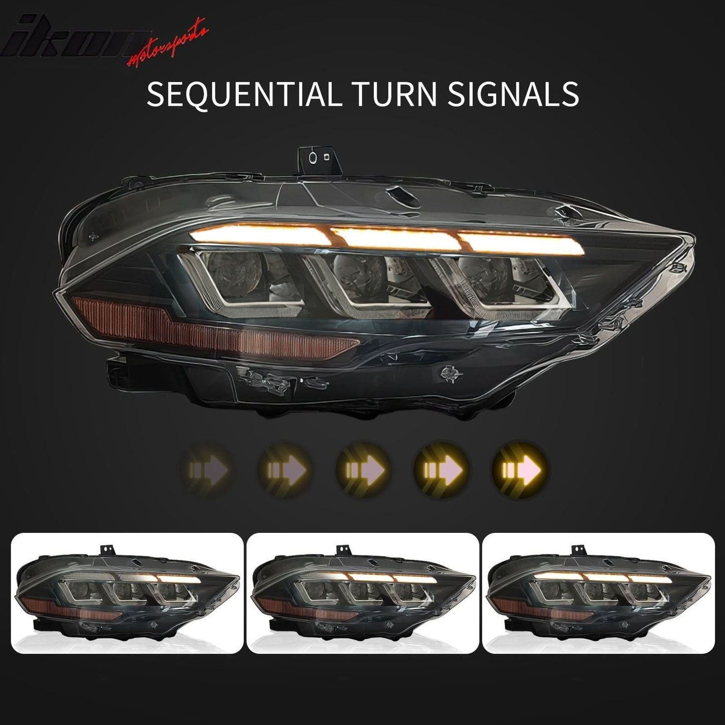 2018-2023 Ford Mustang Dark Horse Bumper Cover Switchback Headlight PP
