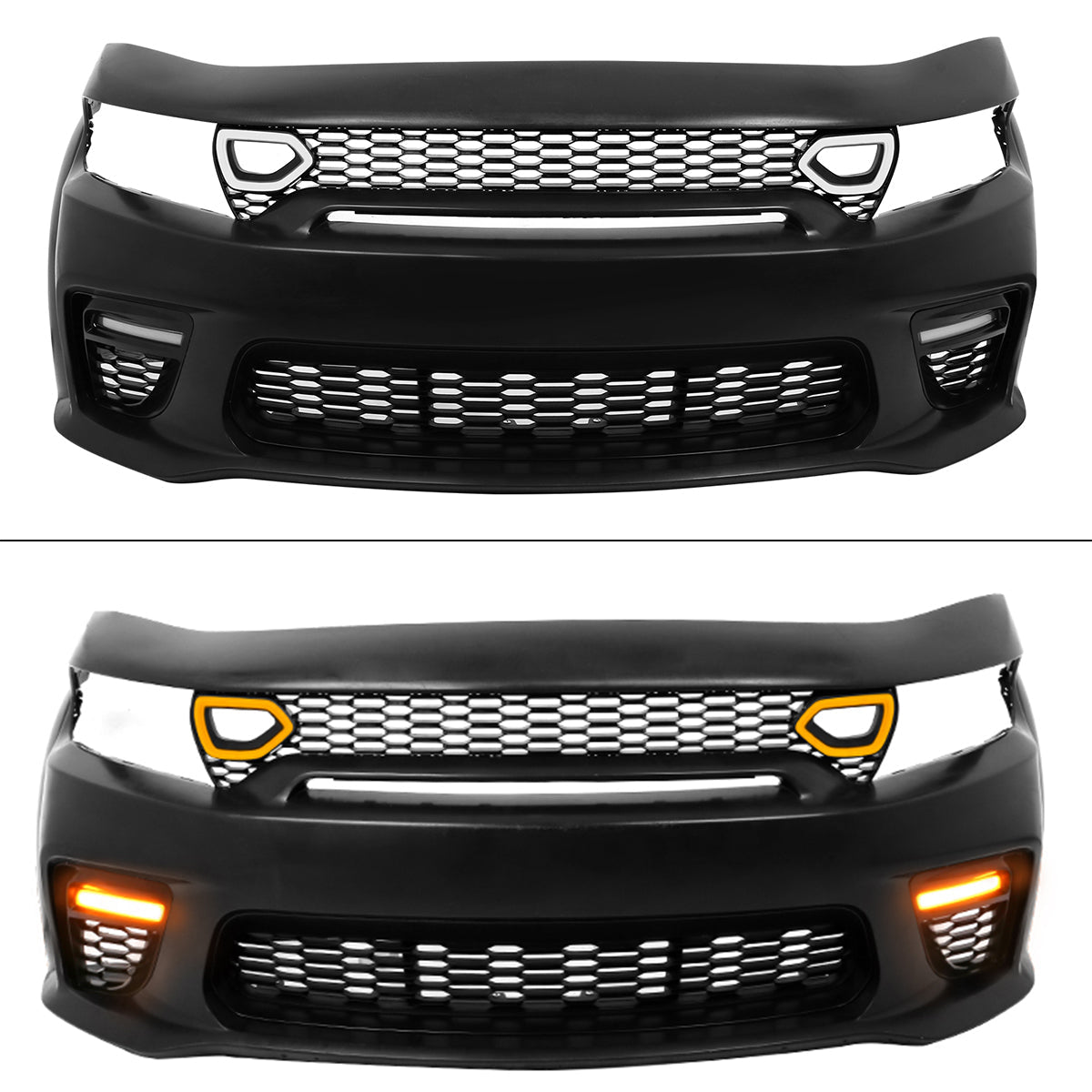 2015-2023 Charger IKON Matte Black Front Rear Bumper Covers LED Grille