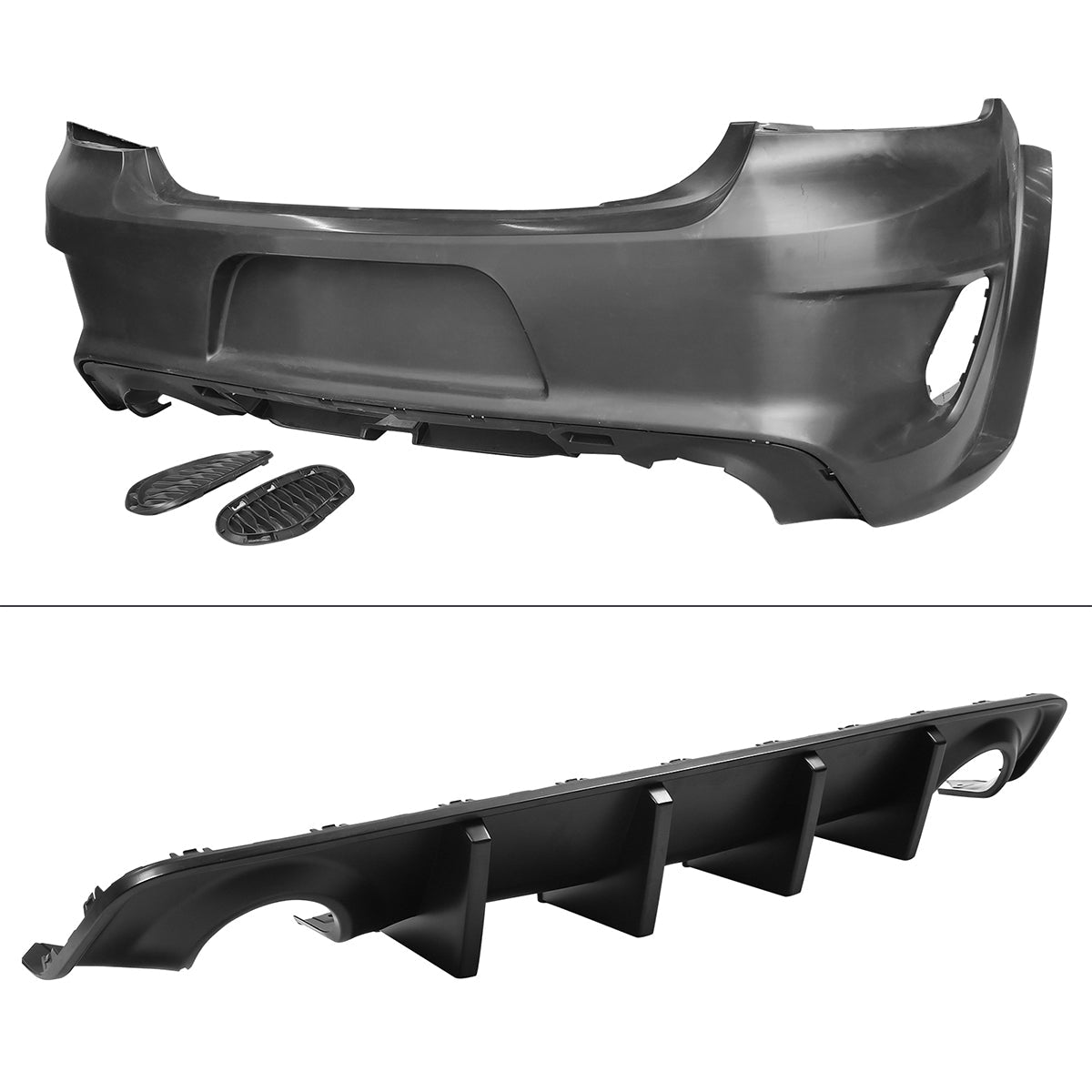 2015-2023 Charger IKON Matte Black Front Rear Bumper Covers LED Grille