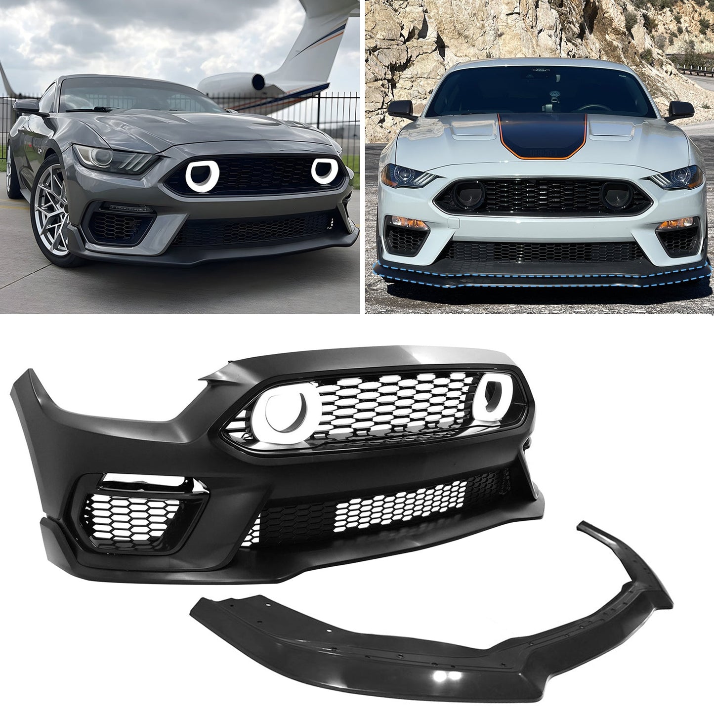 2015-2017 Ford Mustang Front Bumper Cover W/ Chin Lip LED Grille