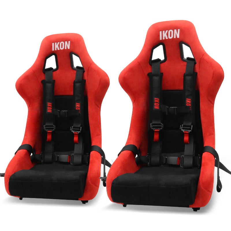 Universal Racing Bucket Seats W/ 4 Point 2" Belt Harness Black