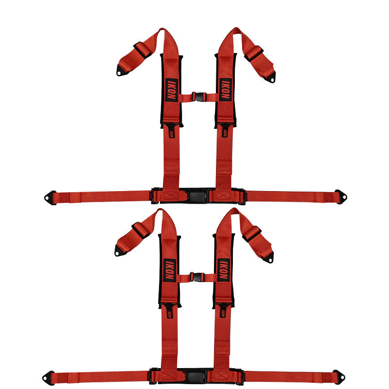 Universal Racing Seat Belt Harness 3" 4 Point Strap Buckle Nylon Red