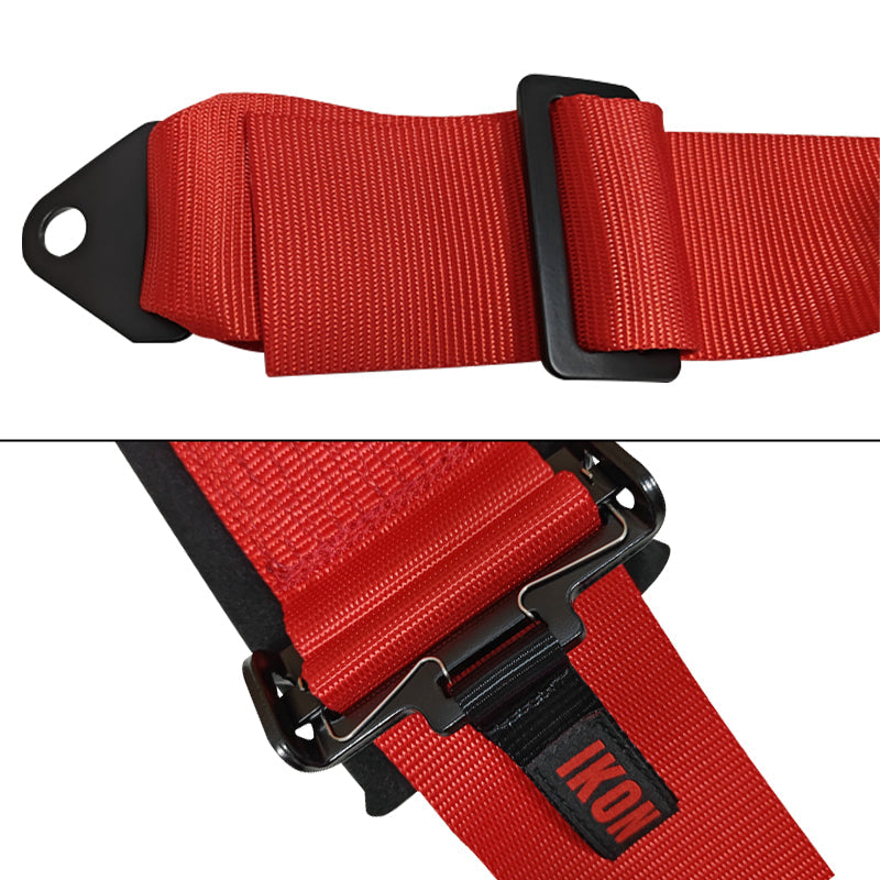 Universal Racing Seat Belt Harness 3" 4 Point Strap Buckle Nylon Red
