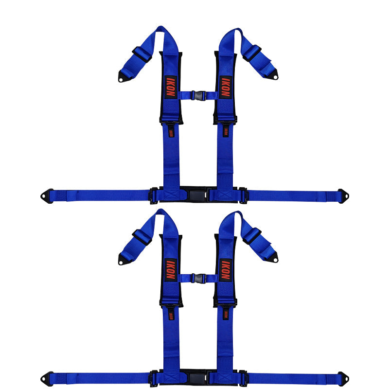 Universal Racing Seat Belt Harness 3" 4 Point Strap Buckle Nylon Blue