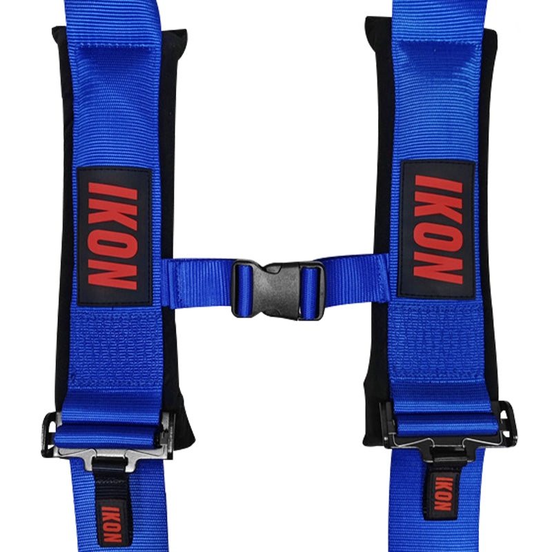 Universal Racing Seat Belt Harness 3" 4 Point Strap Buckle Nylon Blue