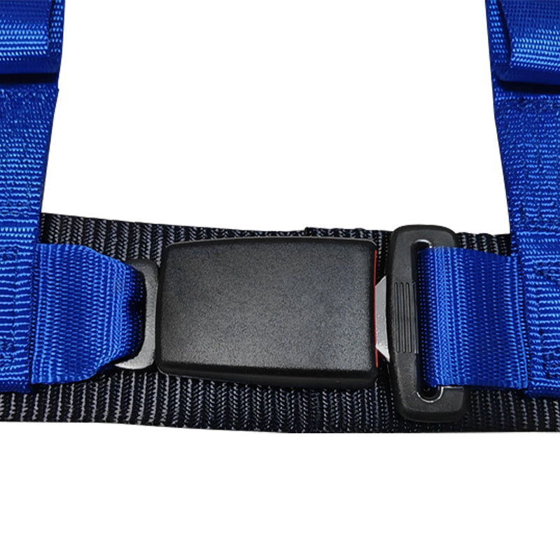 Universal Racing Seat Belt Harness 3" 4 Point Strap Buckle Nylon Blue