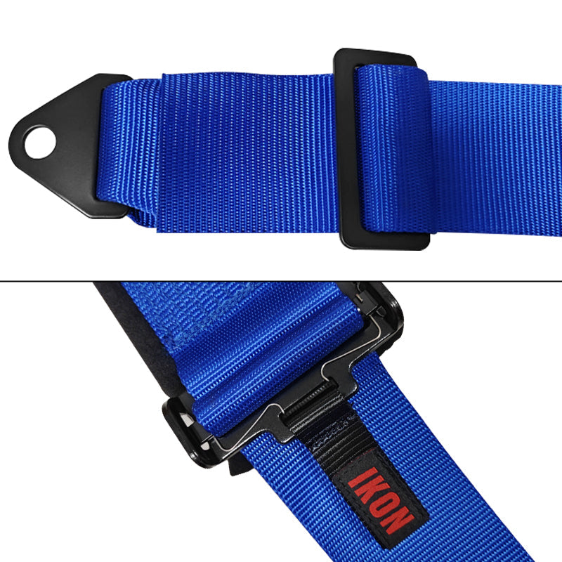 Universal Racing Seat Belt Harness 3" 4 Point Strap Buckle Nylon Blue