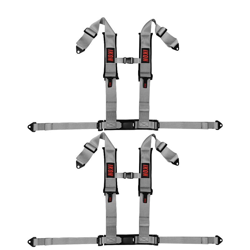 Universal Racing Seat Belt Harness 3" 4 Point Strap Buckle Nylon Grey