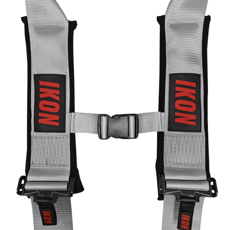 Universal Racing Seat Belt Harness 3" 4 Point Strap Buckle Nylon Grey