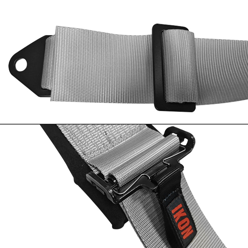 Universal Racing Seat Belt Harness 3" 4 Point Strap Buckle Nylon Grey