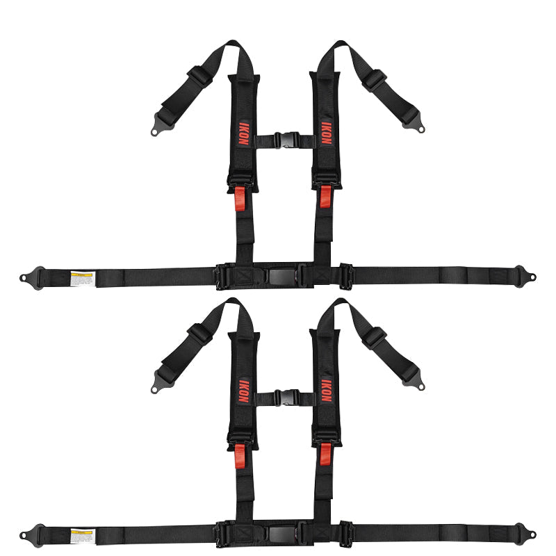 Universal 4 Point Racing Seat Belt Harness 2" Strap Buckle Black