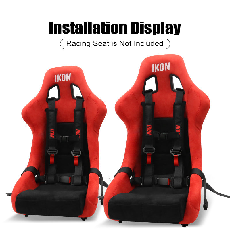 Universal 4 Point Racing Seat Belt Harness 2" Strap Buckle Black