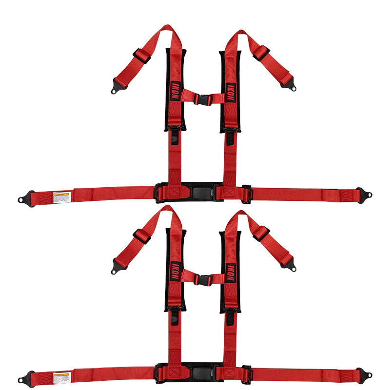 Universal 4 Point Racing Seat Belt Harness 2" Strap Buckle Red