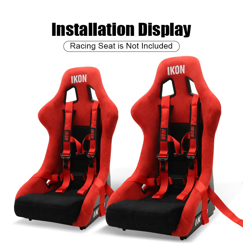 Universal 4 Point Racing Seat Belt Harness 2" Strap Buckle Red