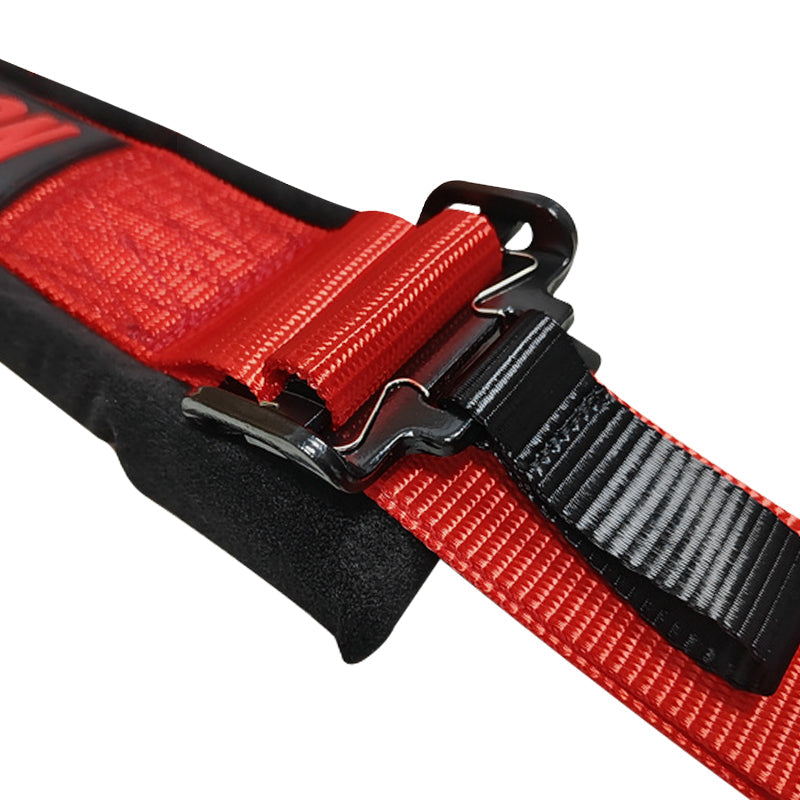 Universal 4 Point Racing Seat Belt Harness 2" Strap Buckle Red