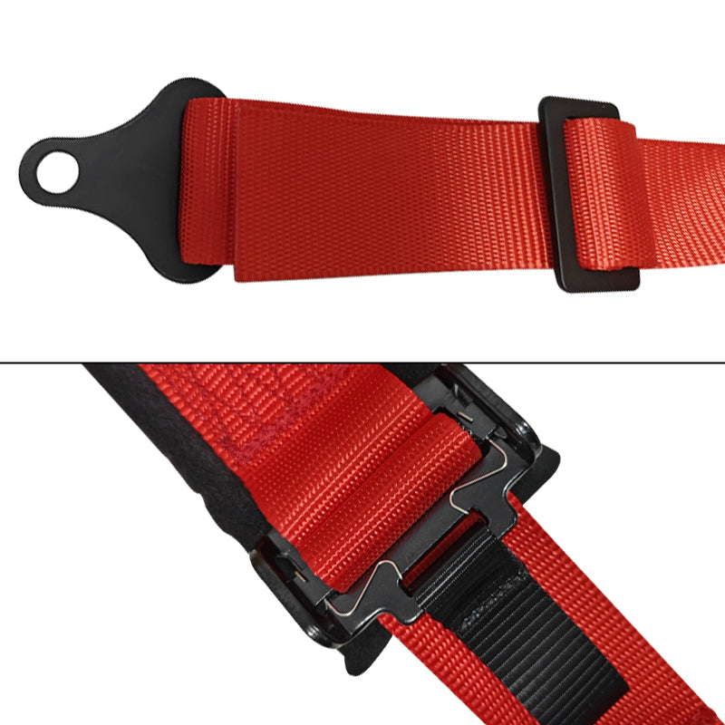 Universal 4 Point Racing Seat Belt Harness 2" Strap Buckle Red