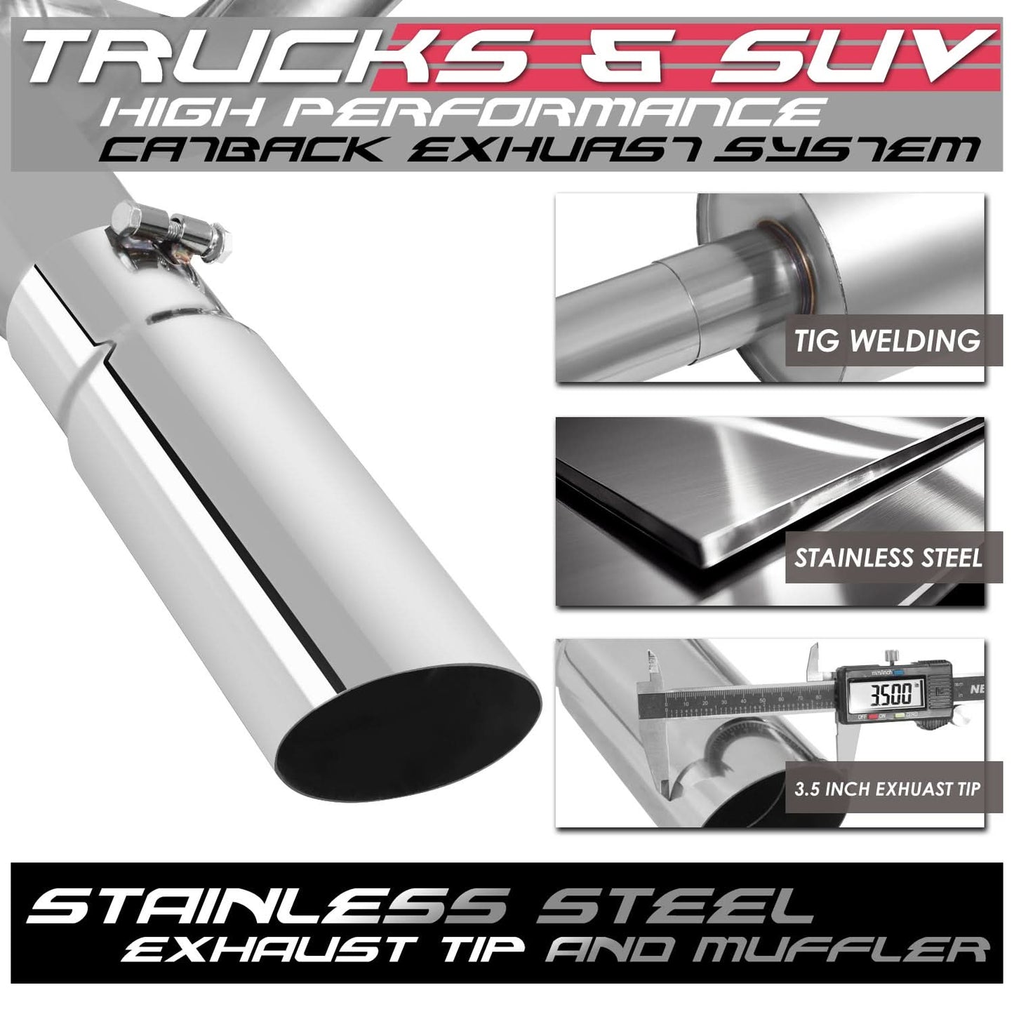 98-01 Dodge Ram 1500 2500 3500 Catback Exhaust Single Tip Stainless Steel
