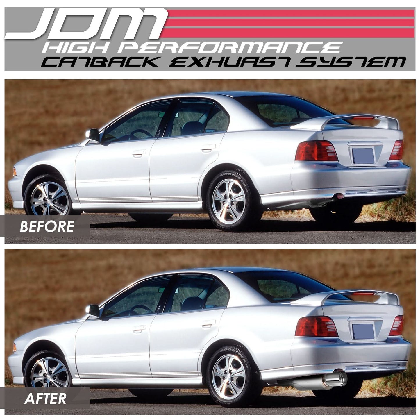 1999-2003 Mitsubishi Galant Single Tip Catback Exhaust Stainless Steel