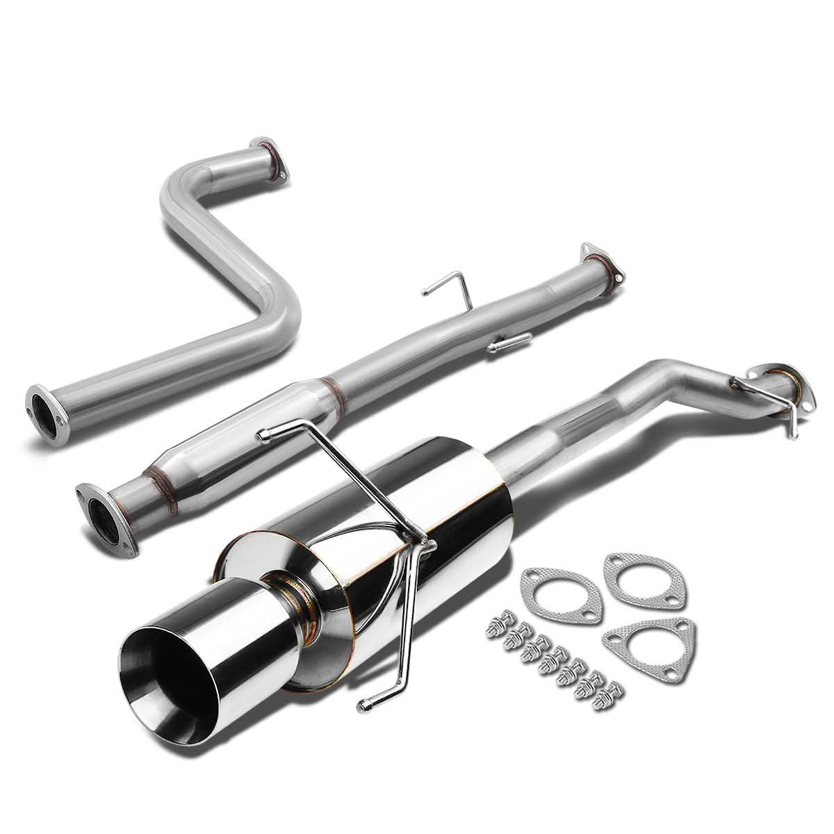 90-93 Honda Accord Single Rolled Tip Catback Exhaust - Stainless Steel