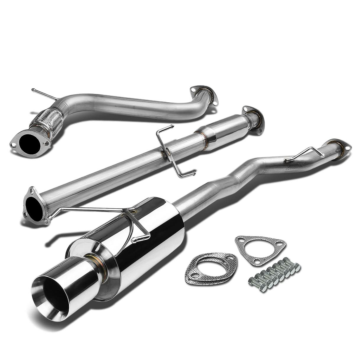 94-97 Honda Accord Single Rolled Tip Catback Exhaust Stainless Steel