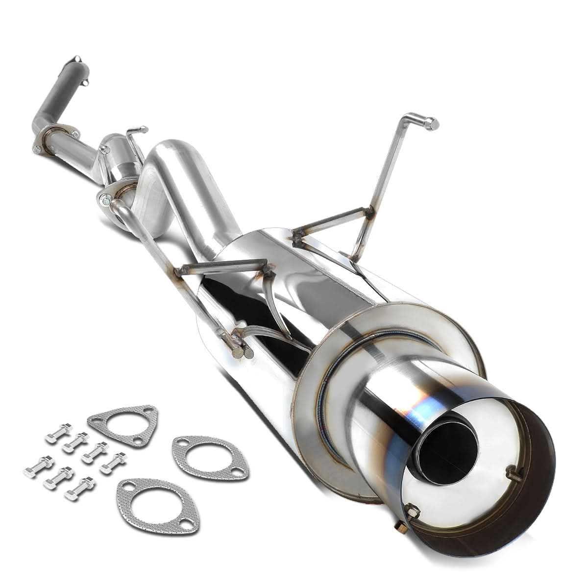 2001-2005 Honda Civic Single Burnt Tip Catback Exhaust Stainless Steel