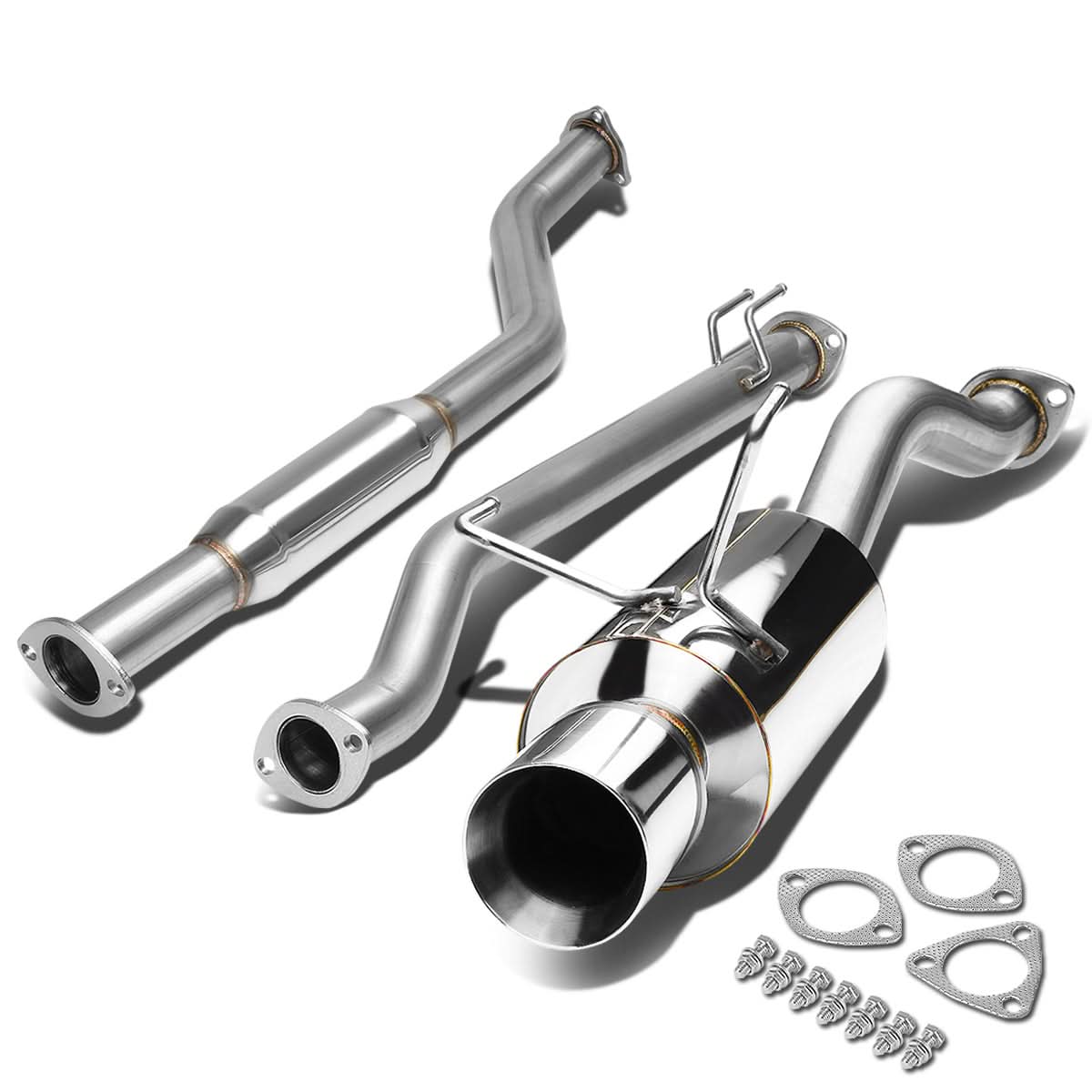 02-05 Honda Civic SI Single Rolled Tip Catback Exhaust Stainless Steel