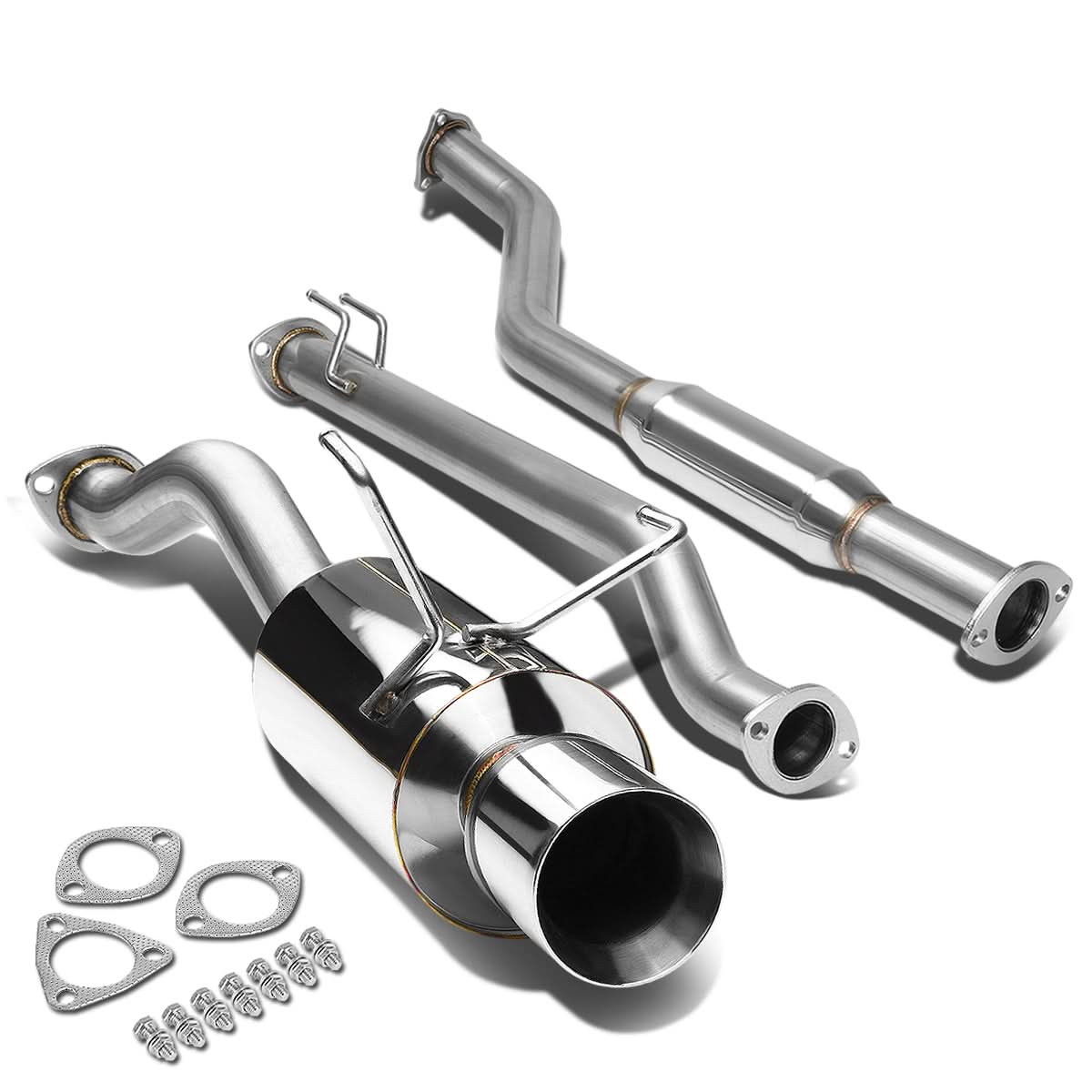 02-05 Honda Civic SI Single Rolled Tip Catback Exhaust Stainless Steel