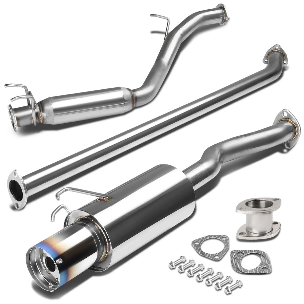 06-08 Honda Civic EX Catback Exhaust Single Burnt Tip Stainless Steel
