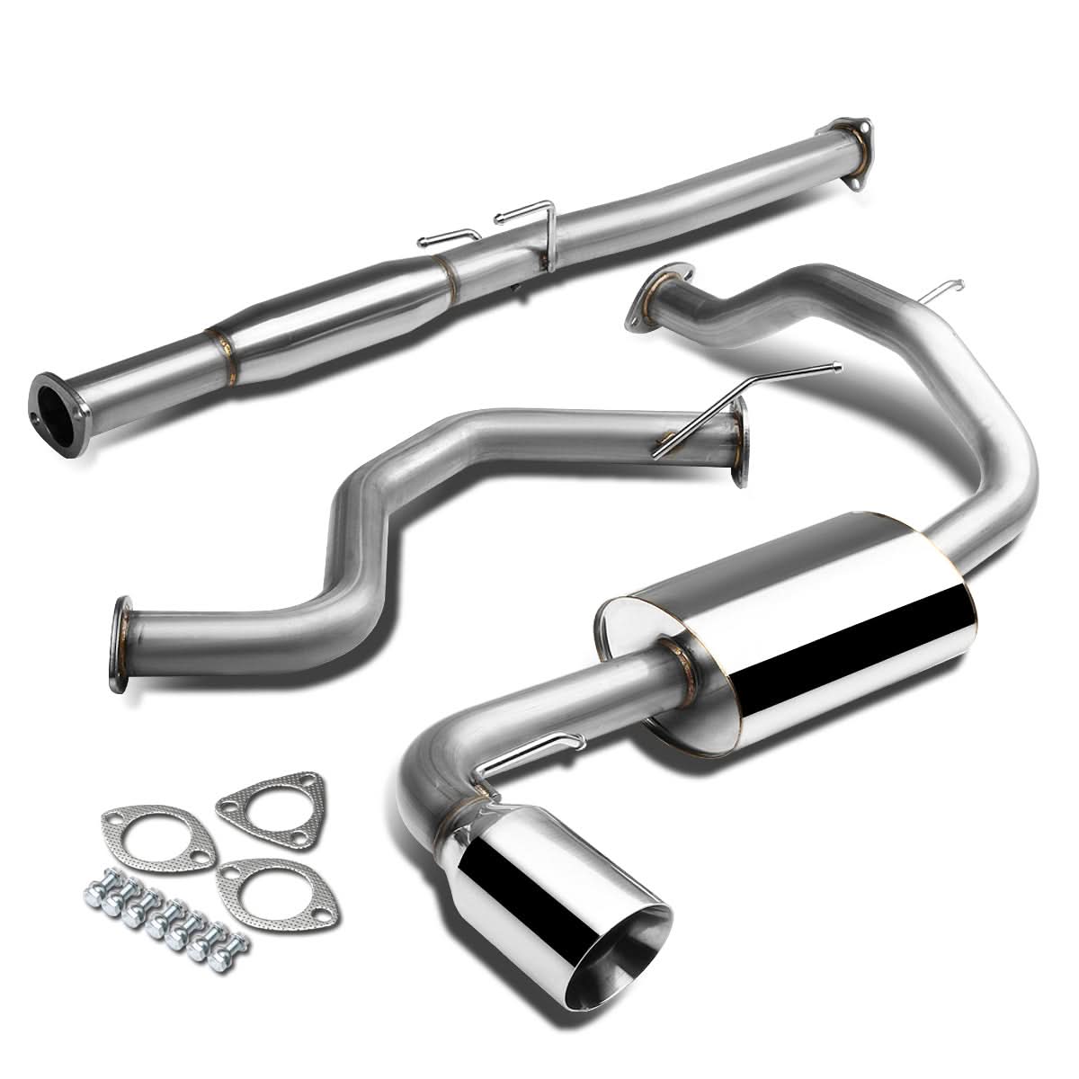 1988-1991 Honda Civic Single Rolled Tip Catback Exhaust Stainless Steel
