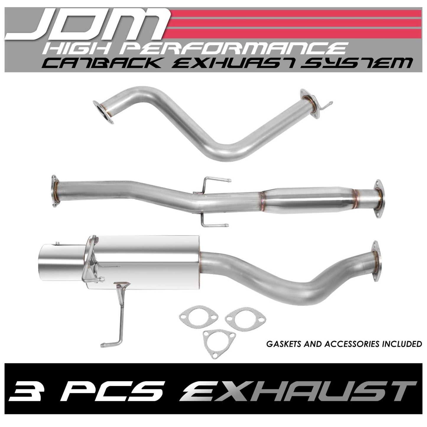 93-97 Honda Del Sol Single Tip Catback Exhaust Stainless Steel