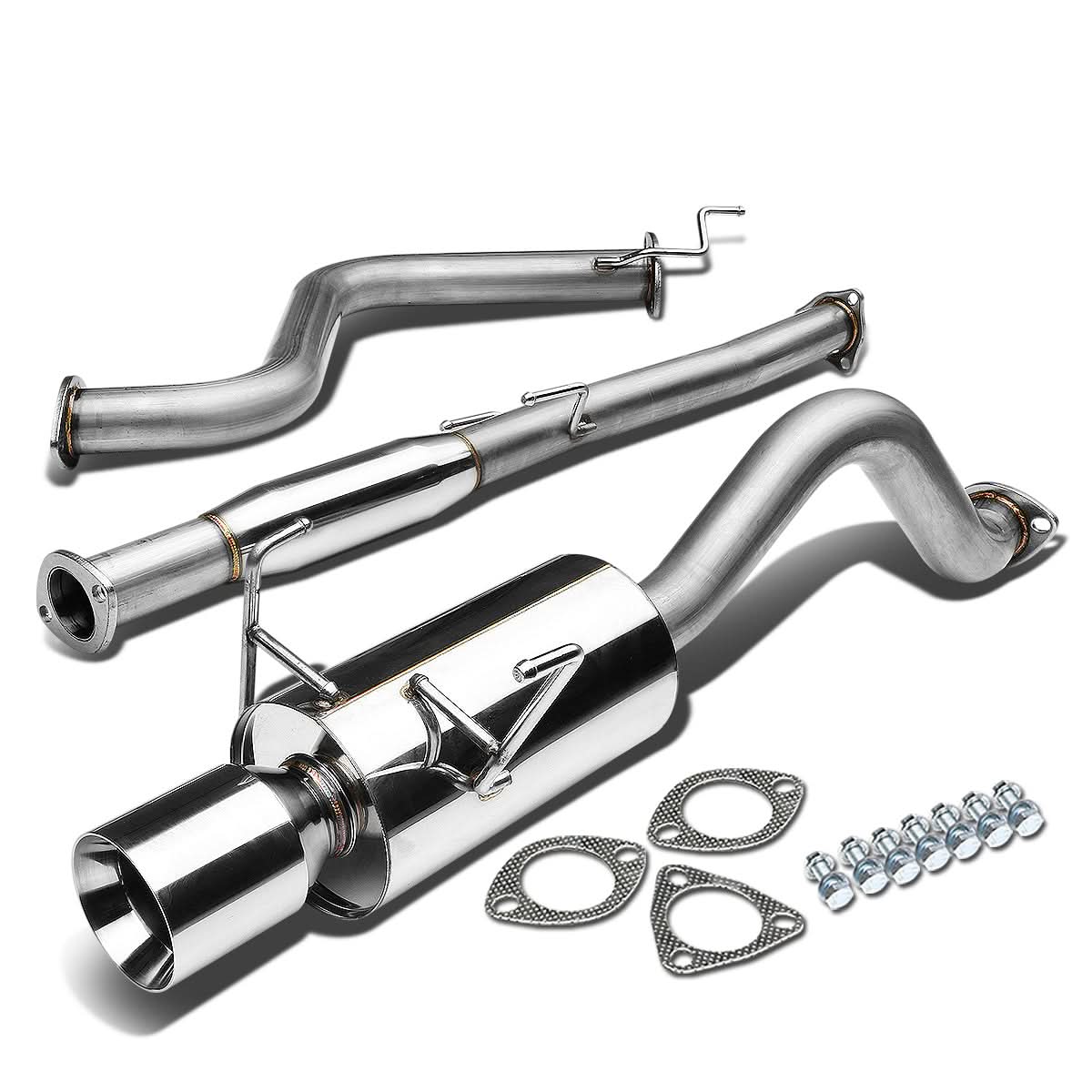 1993-1997 Honda Del Sol Single Rolled Tip Catback Exhaust - Stainless Steel