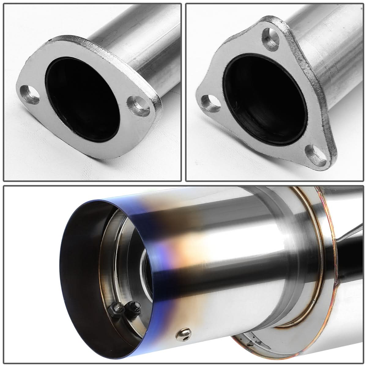 97-01 Honda Prelude Single Burnt Tip Catback Exhaust Stainless Steel